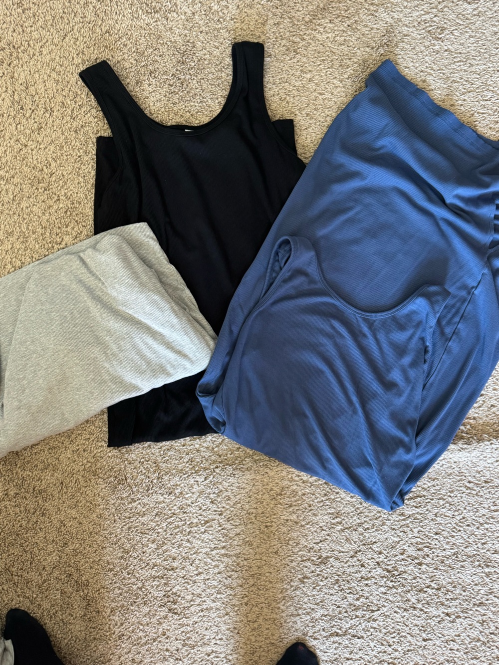 Lot of 4 Basic maternity Knit midi dresses - Blue, Black, Light Gray, Dark Gray